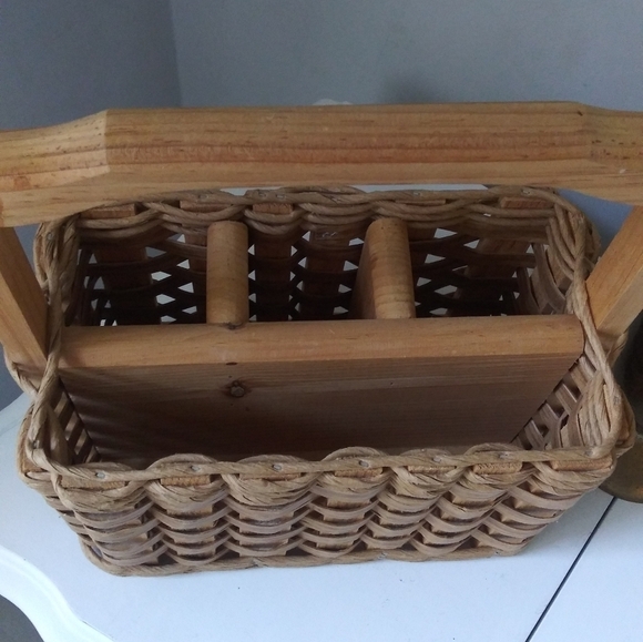 boho wicker rattan picnic basket utensils office - Picture 3 of 9